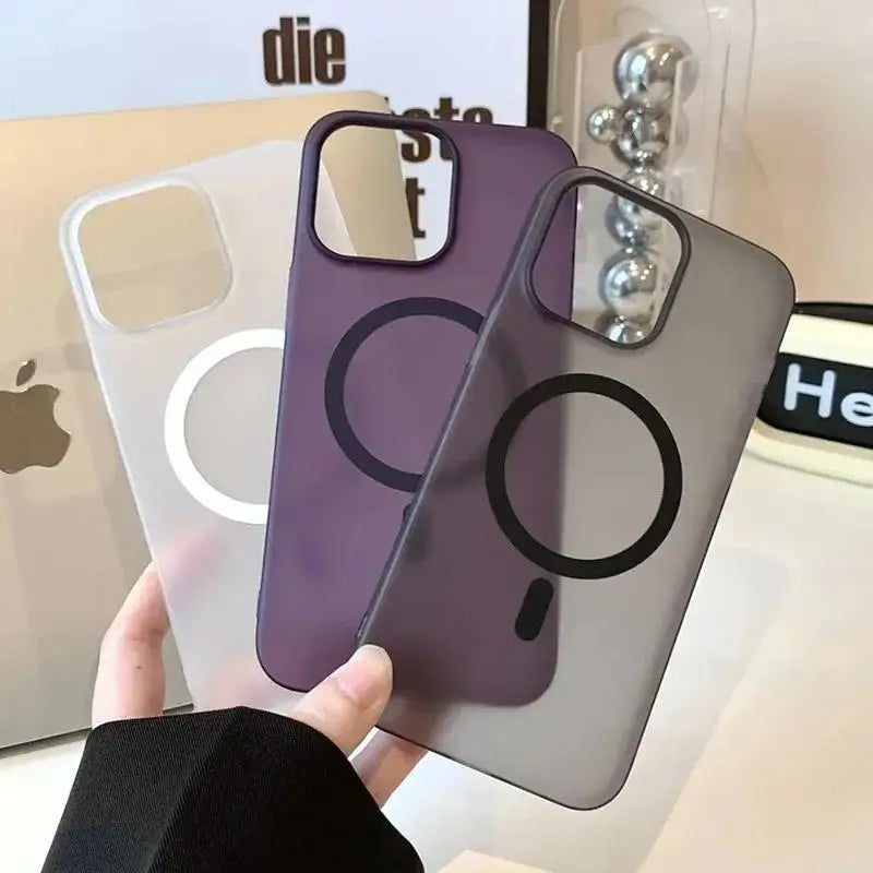 Matte Ultra-Thin iPhone MagSafe Case Shockproof Translucent