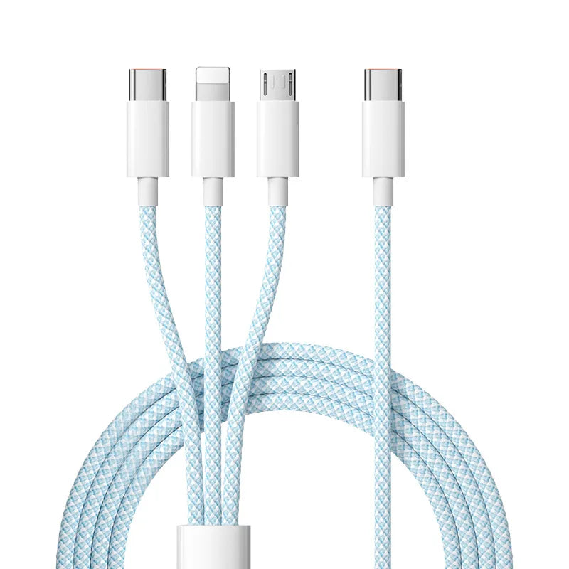 3 In 1 Fast Charging Cable 100W USB Type C Charger Wire