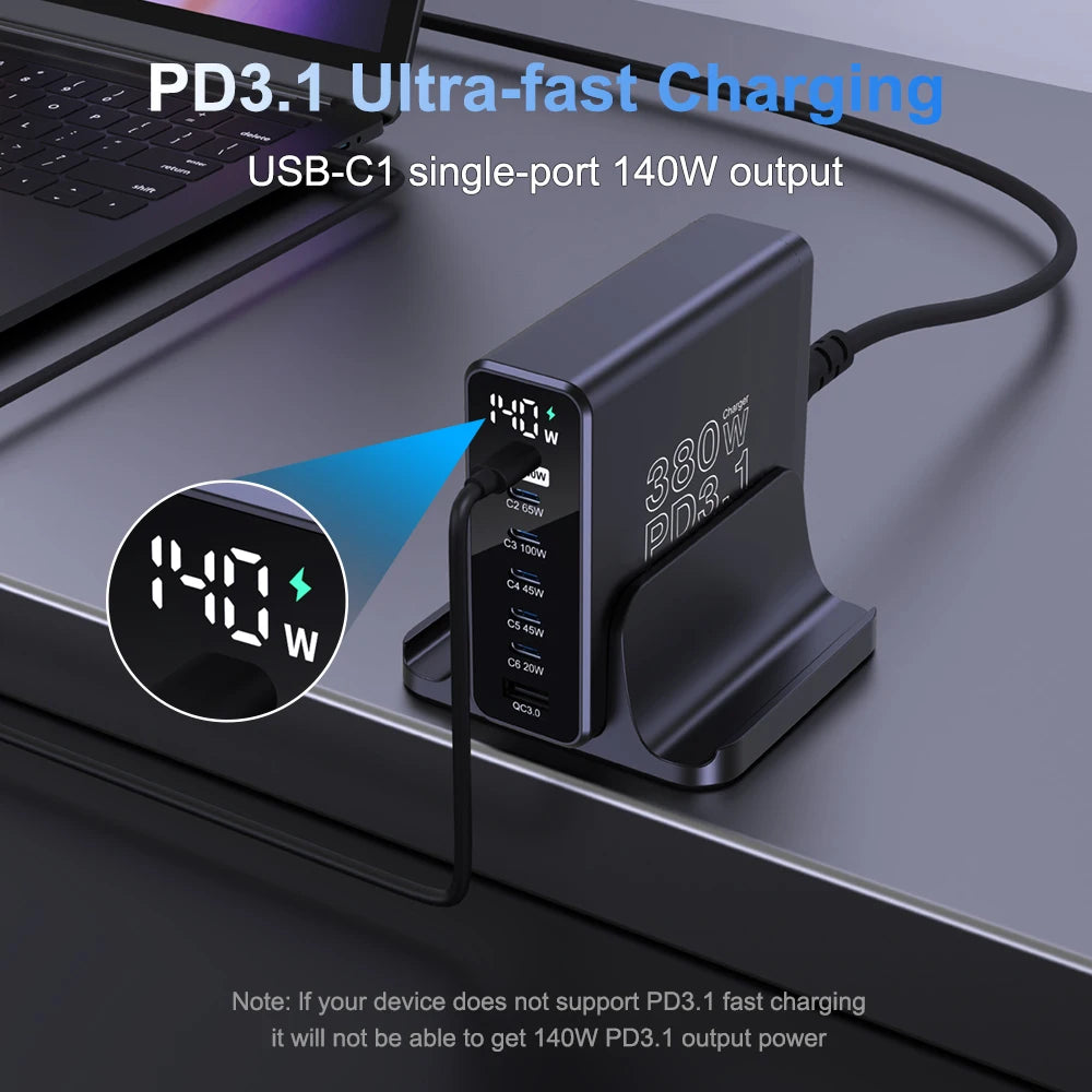 Ubigbuy 380W GaN USB C Charger Fast Charger for iPhone