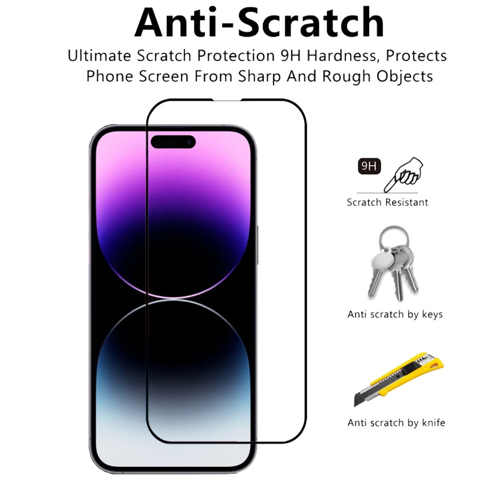 1~3 PCS protector pantalla For IPhone 16 15 14 13 12 11 Pro Max Tempered Glass iPhone 15 Pro max Screen Protector iPhone13 Mini Cristal templado iPhone14 PlusFilm iPhone15 ProMax Original Phone Film & Camera Protectors