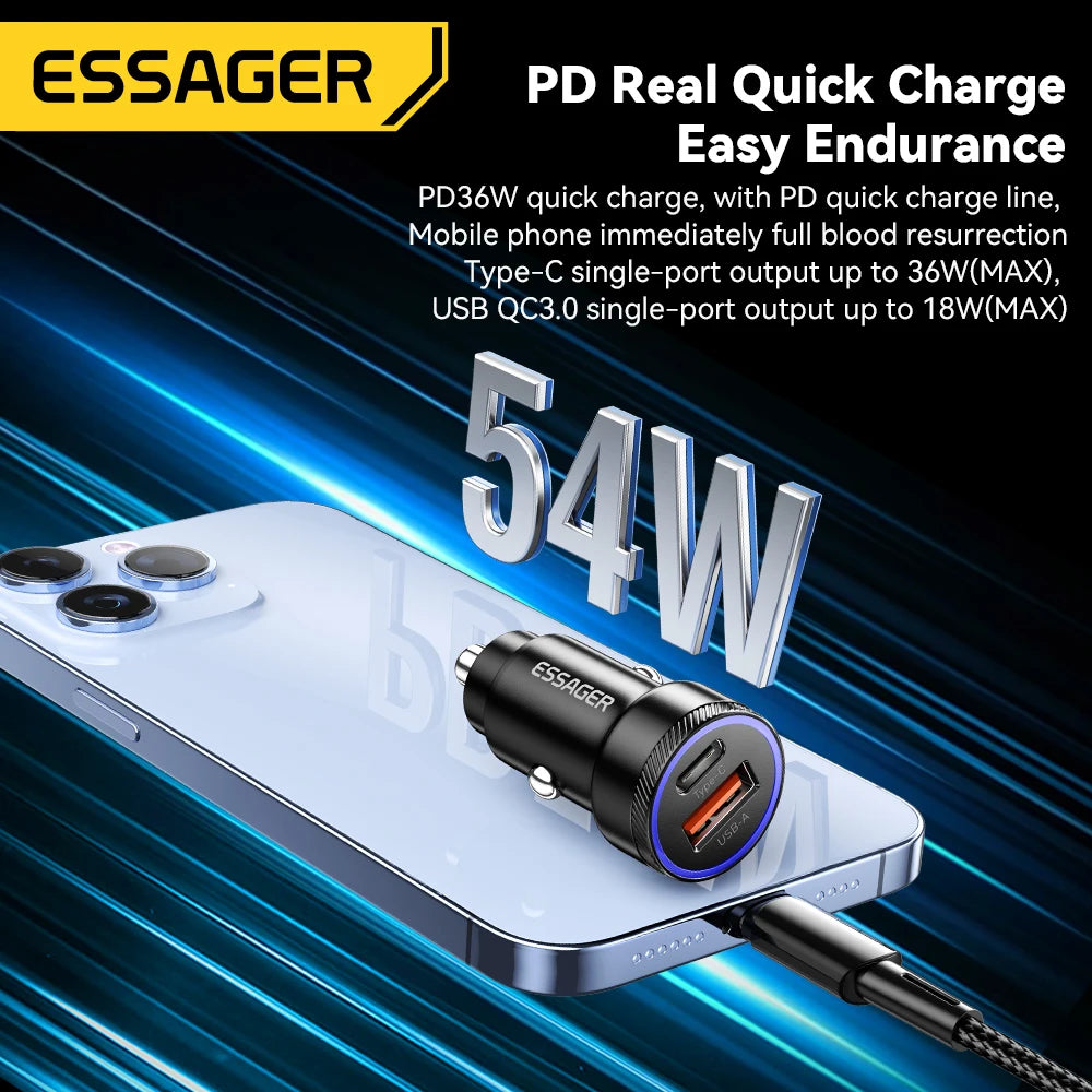 Essager 54W USB Car Charger | Fast Charging for iPhone