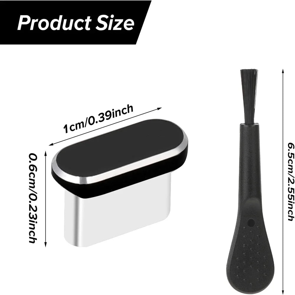 USB C Dust Plug & Brush Set for iPhone Samsung Charging Port