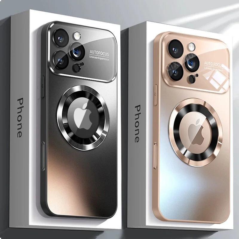 Luxury Glass Lens MagSafe Wireless Charging iPhone Case