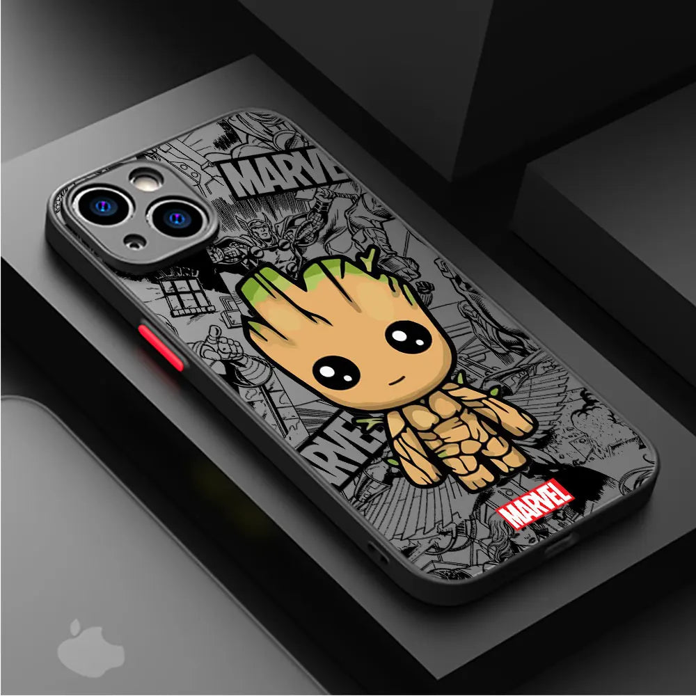 Cartoon Marvel Groot Spiderman Shockproof iPhone Armor Case