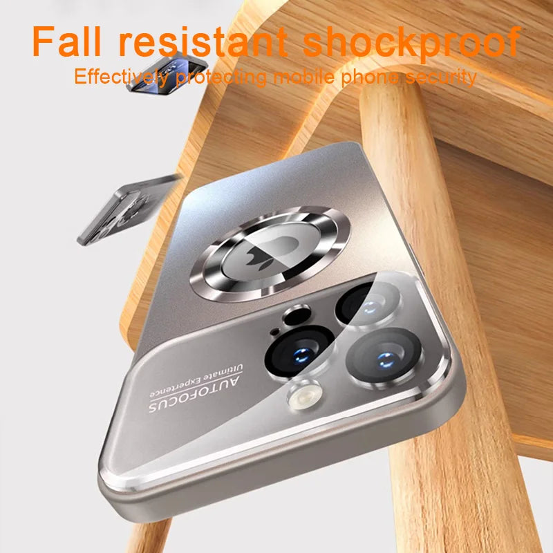 Luxury Glass Lens MagSafe Wireless Charging iPhone Case