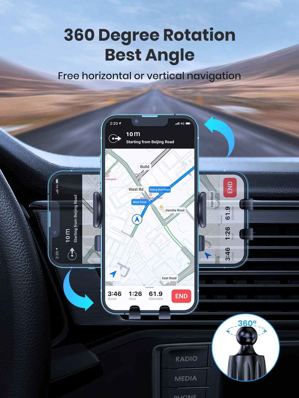 Mobile Phone Holder for Car Air Outlet Gravity Sensor Stand