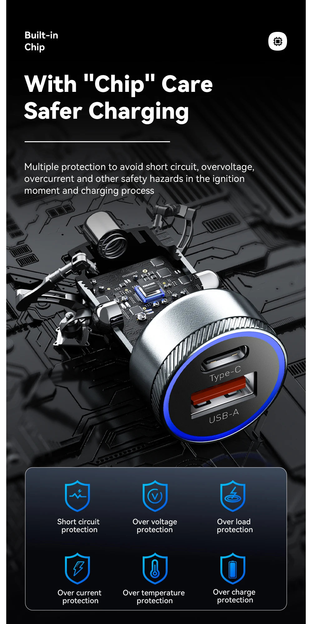 Essager 54W USB Car Charger | Fast Charging for iPhone