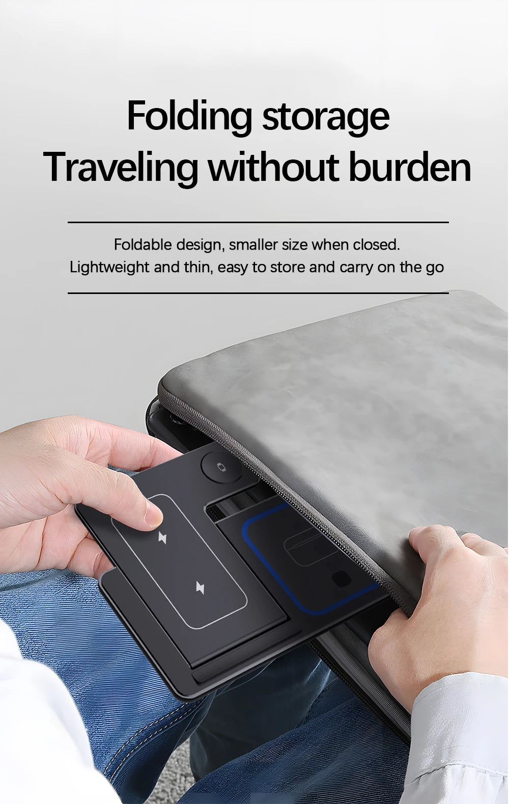 30W LED Fast Wireless Charger Stand 3 in 1 Foldable Station