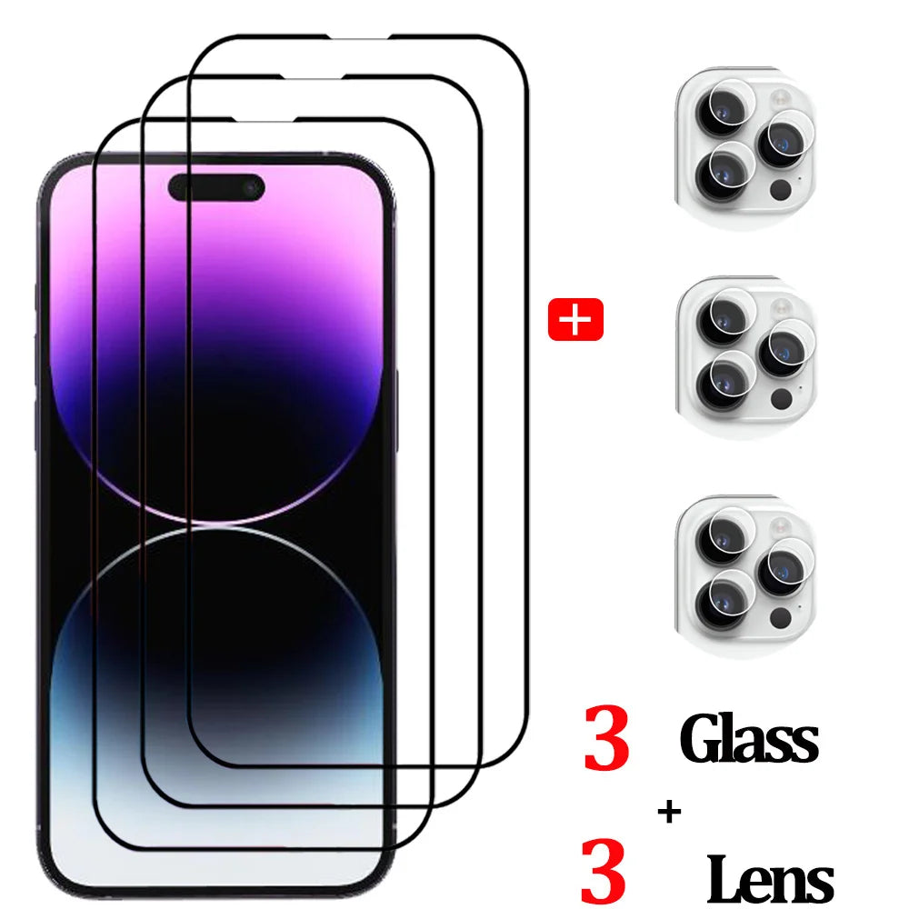 1~3 PCS protector pantalla For IPhone 16 15 14 13 12 11 Pro Max Tempered Glass iPhone 15 Pro max Screen Protector iPhone13 Mini Cristal templado iPhone14 PlusFilm iPhone15 ProMax Original Phone Film & Camera Protectors
