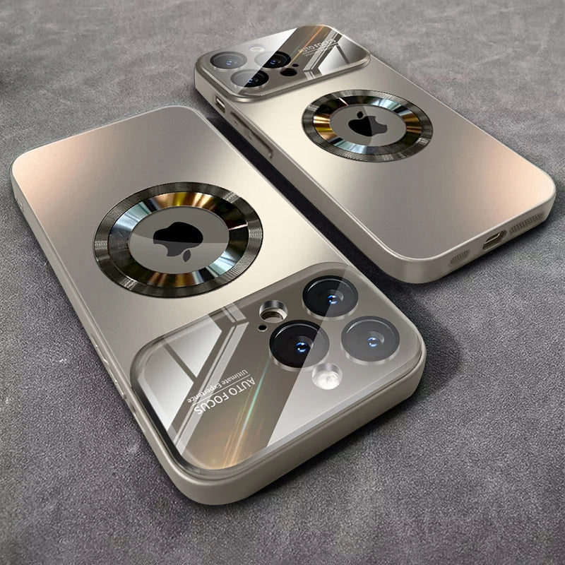 Luxury Glass Lens MagSafe Wireless Charging iPhone Case