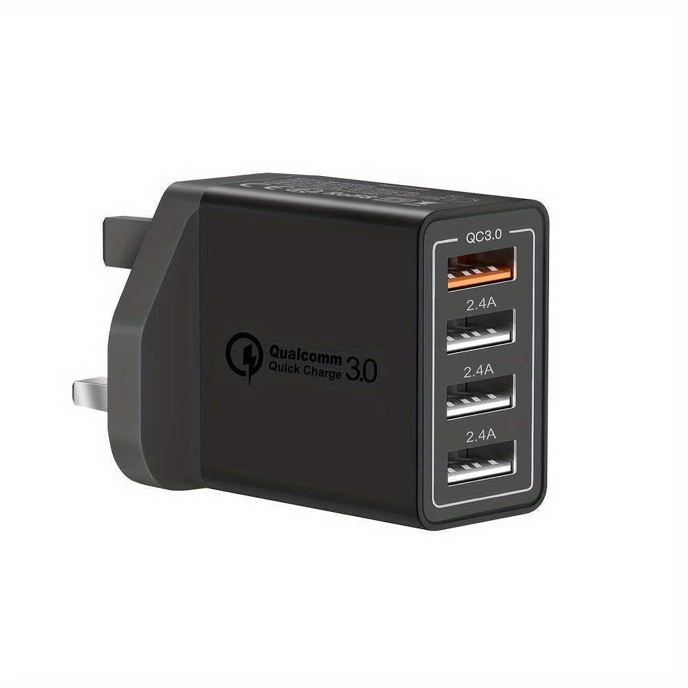 4-Port USB Wall Charger Quick Charge 3.0 Multi USB UK Plug
