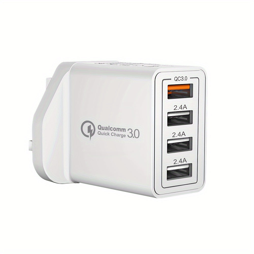 4-Port USB Wall Charger Quick Charge 3.0 Multi USB UK Plug