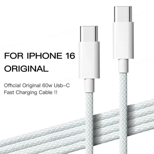 Original USB-C Cable For Apple iPhone 16 15 Pro Max PD 60W Fast Charging For Huawei Xiaomi Samsung Type C Data Line Accessories