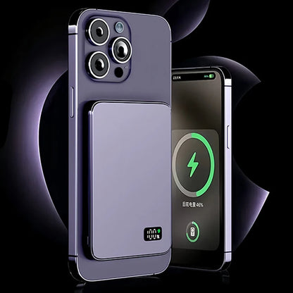 Ultra Thin Power Bank for MagSafe Magnetic Wireless Fast Charging LED Display