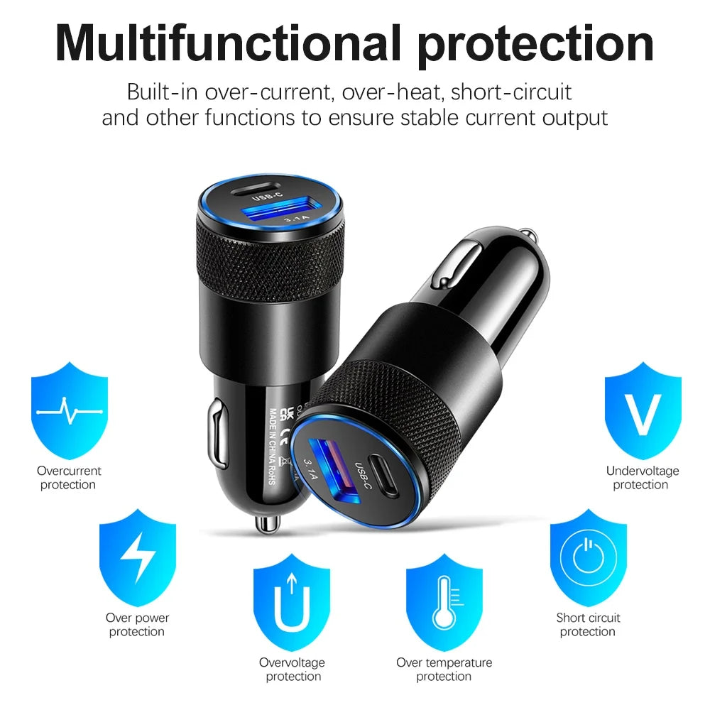 66W USB Car Charger | Wireless Fast Charging Adapter