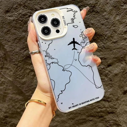 Travel-Inspired Airplane Route Design TPU Basic Case for iPhone