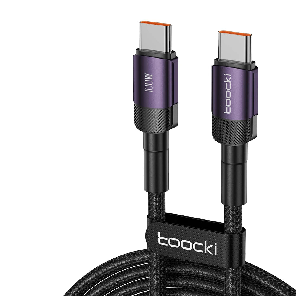 Purple Type-C to Type-C cable with 'toocki' branding on a white background