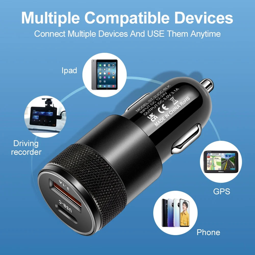 66W USB Car Charger | Wireless Fast Charging Adapter
