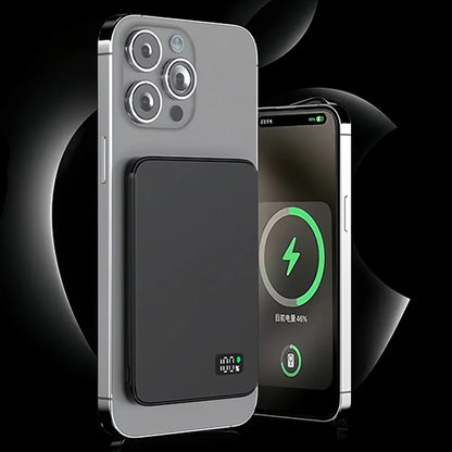 Ultra Thin Power Bank for MagSafe Magnetic Wireless Fast Charging LED Display