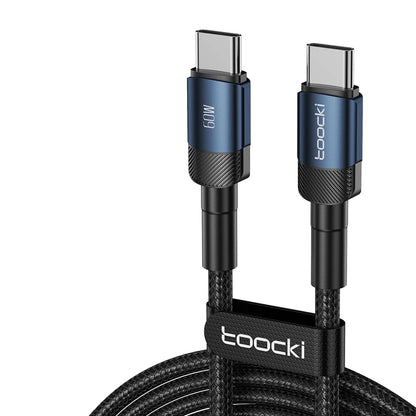 Blue USB Type-C cable with 'toocki' branding on a white background