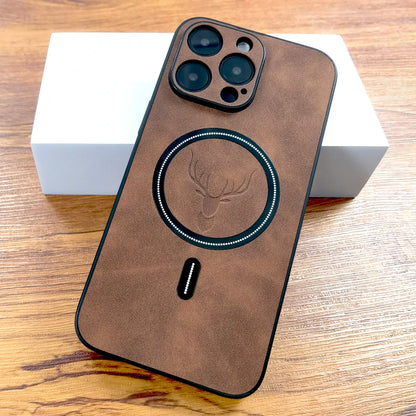 Luxury PU Leather Deer MagSafe Case iPhone 16–12 Pro