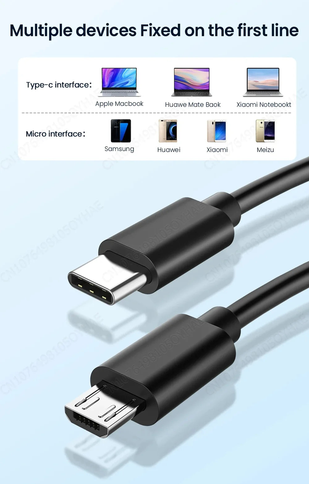 Type C to Micro USB Cable USB Type-C Adapter Fast Charger