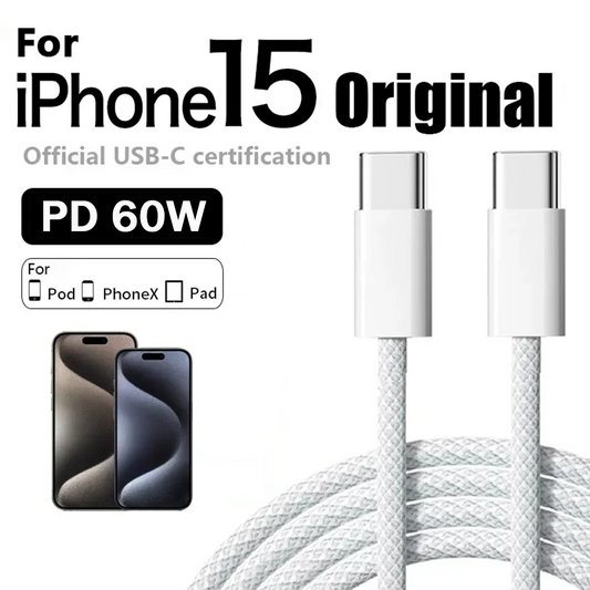 Original PD 60W Fast Charger 6A USB C to Type C Cable For Apple iPhone 15/16 Pro MAX