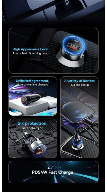 Essager 54W USB Car Charger | Fast Charging for iPhone