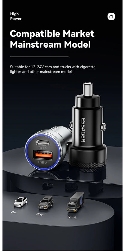 Essager 54W USB Car Charger | Fast Charging for iPhone