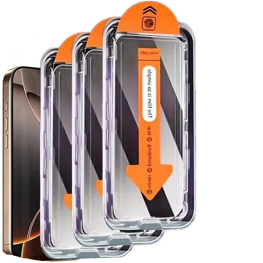 Phone case with privacy glass protector and installation tools packaging