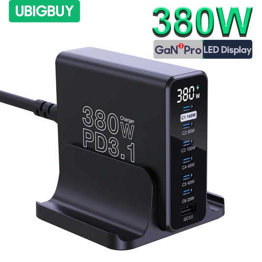 Ubigbuy 380W GaN USB C Charger Fast Charger for iPhone