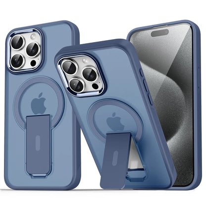 Luxury For Magsafe Folding Stand Magnetic Phone Case For iPhone 16 15 14 Plus 13 12 11 Pro Max Matte Translucent Back Cover Caps