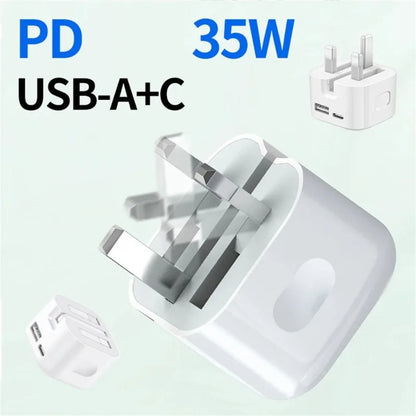 Fast USB C Power Adapter UK Plug 20W 25W iPhone Samsung