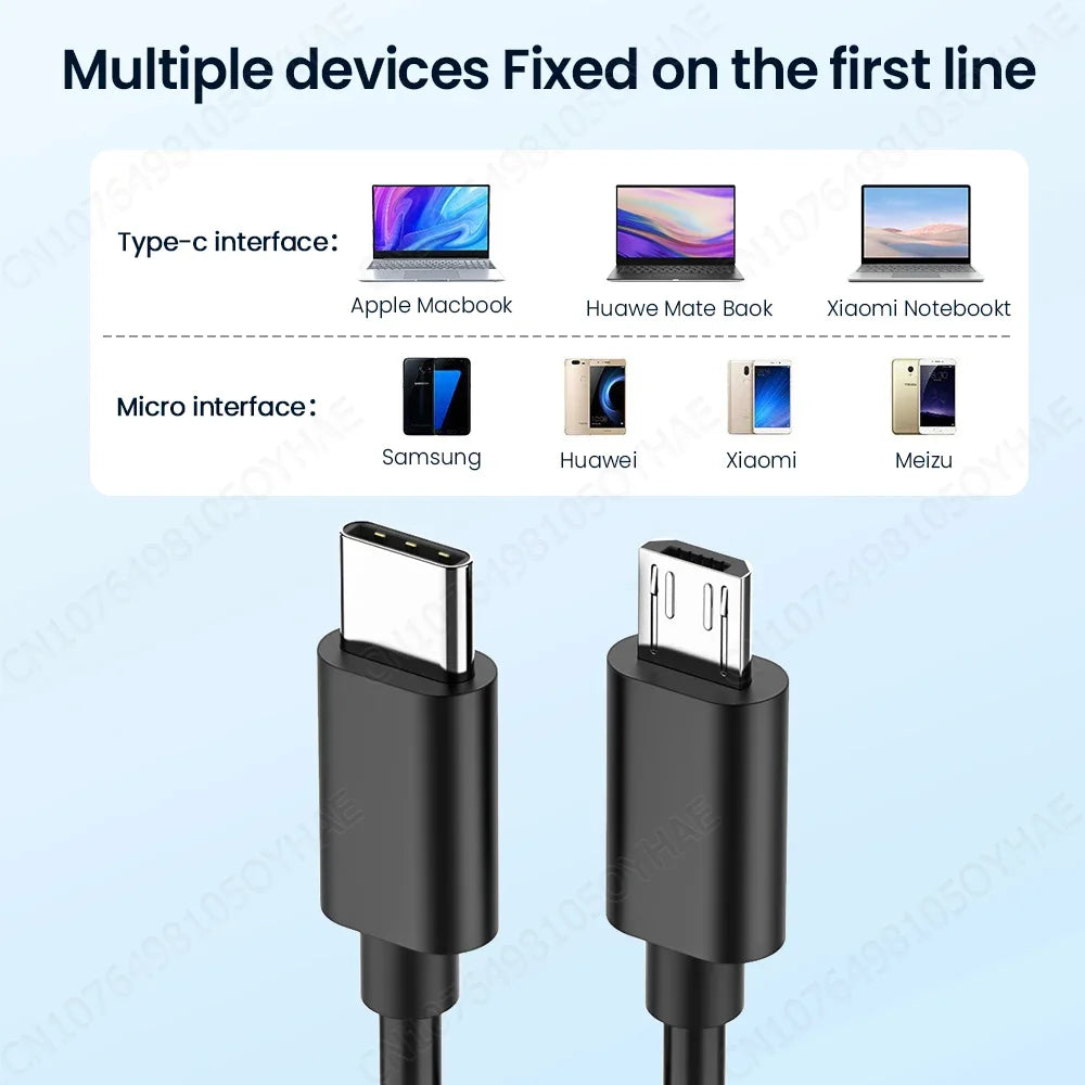 Type C to Micro USB Cable USB Type-C Adapter Fast Charger