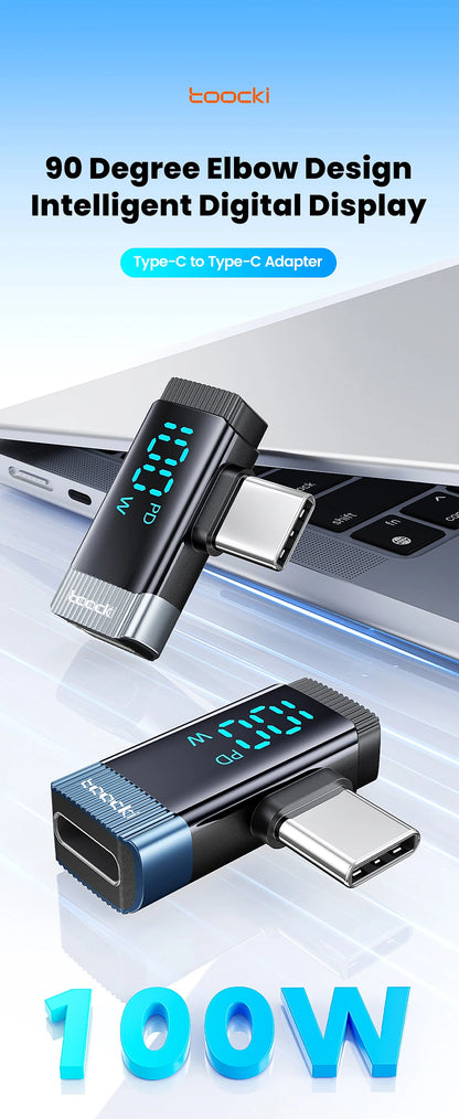 Toocki 90 Degree 100W Type C Adapter USB C Convertor OTG