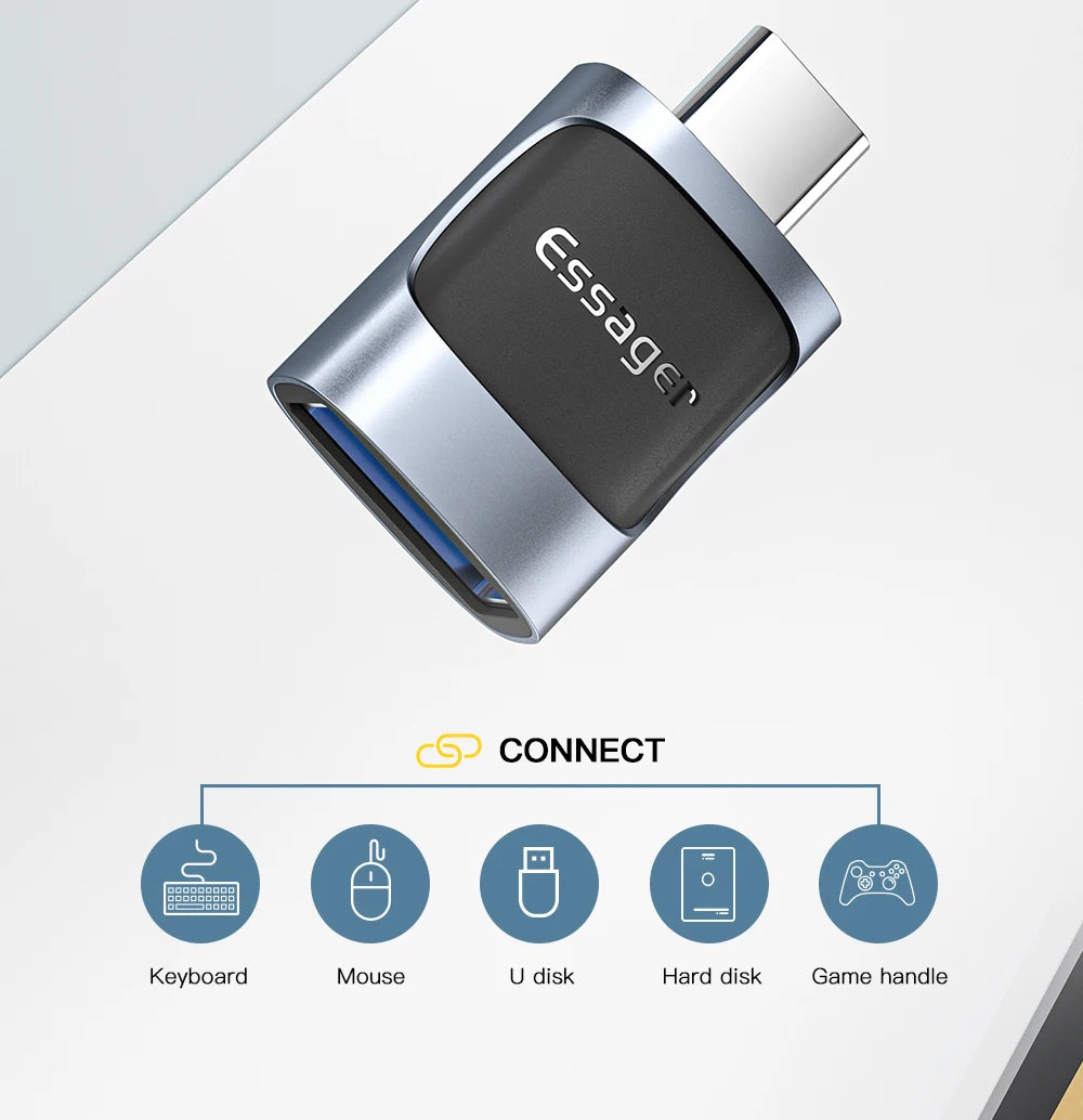 Essager USB 3.0 To Type C OTG Adapter USB A Type C Male To Micro Type C USB A Female Converter For Macbook Laptops Card Reader