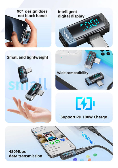 Toocki 90 Degree 100W Type C Adapter USB C Convertor OTG