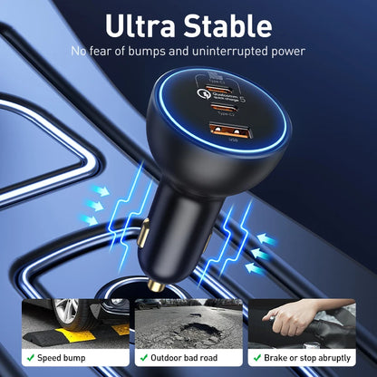 Baseus 160W USB Car Charger QC5.0 Fast Charging for iPhone