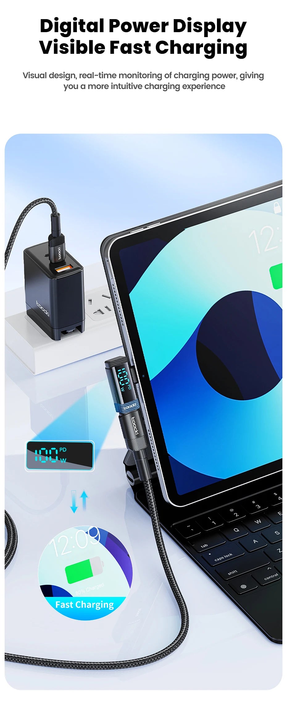 Toocki 90 Degree 100W Type C Adapter USB C Convertor OTG