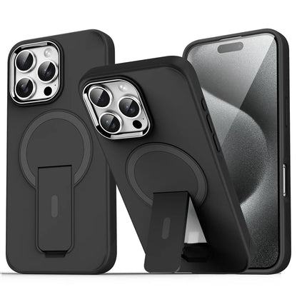 Luxury For Magsafe Folding Stand Magnetic Phone Case For iPhone 16 15 14 Plus 13 12 11 Pro Max Matte Translucent Back Cover Caps