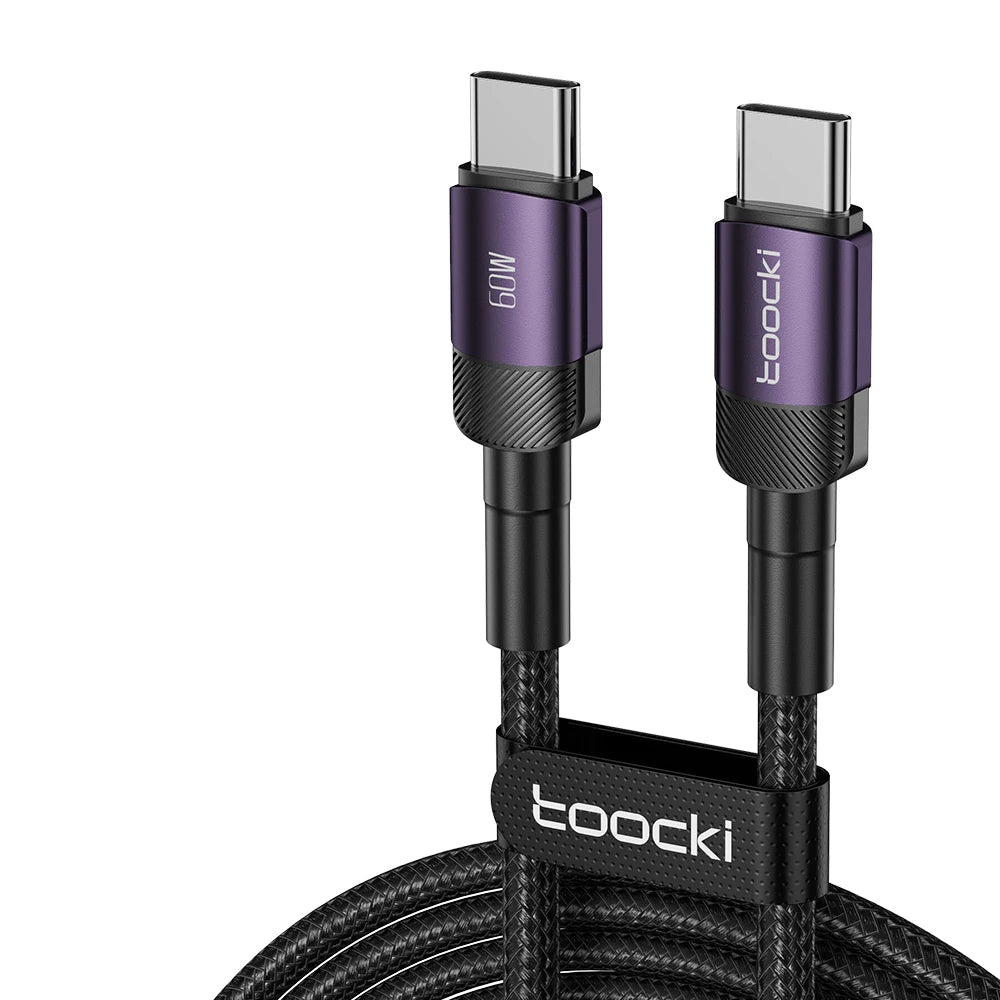 Purple Type-C to Type-C cable with 'toocki' branding on a white background