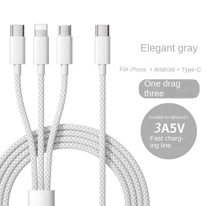 3 In 1 Fast Charging Cable 100W USB Type C Charger Wire