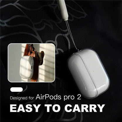 Clear Soft TPU AirPods Pro 2 Case with Lanyard Strap