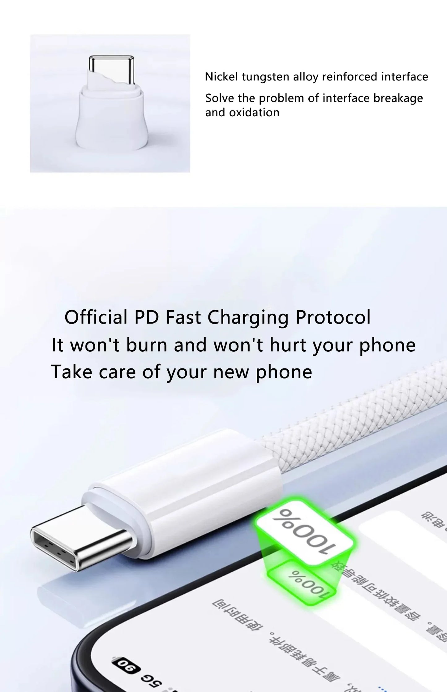 Original USB-C Cable For iPhone Fast Charging Type C Cable