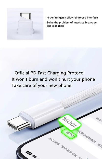 Original USB-C Cable For iPhone Fast Charging Type C Cable