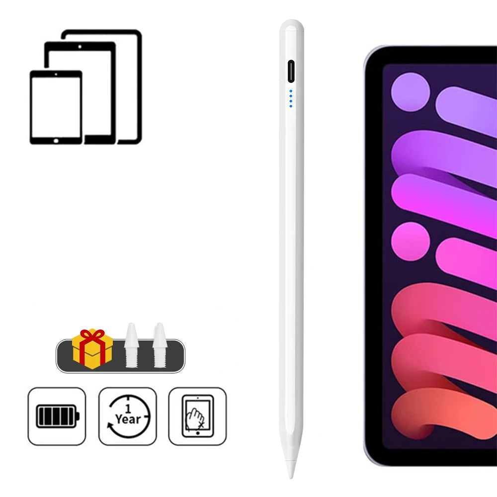 Apple Pencil with iPad models compatibility and features on a white background