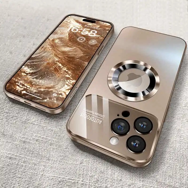 Luxury Glass Lens MagSafe Wireless Charging iPhone Case