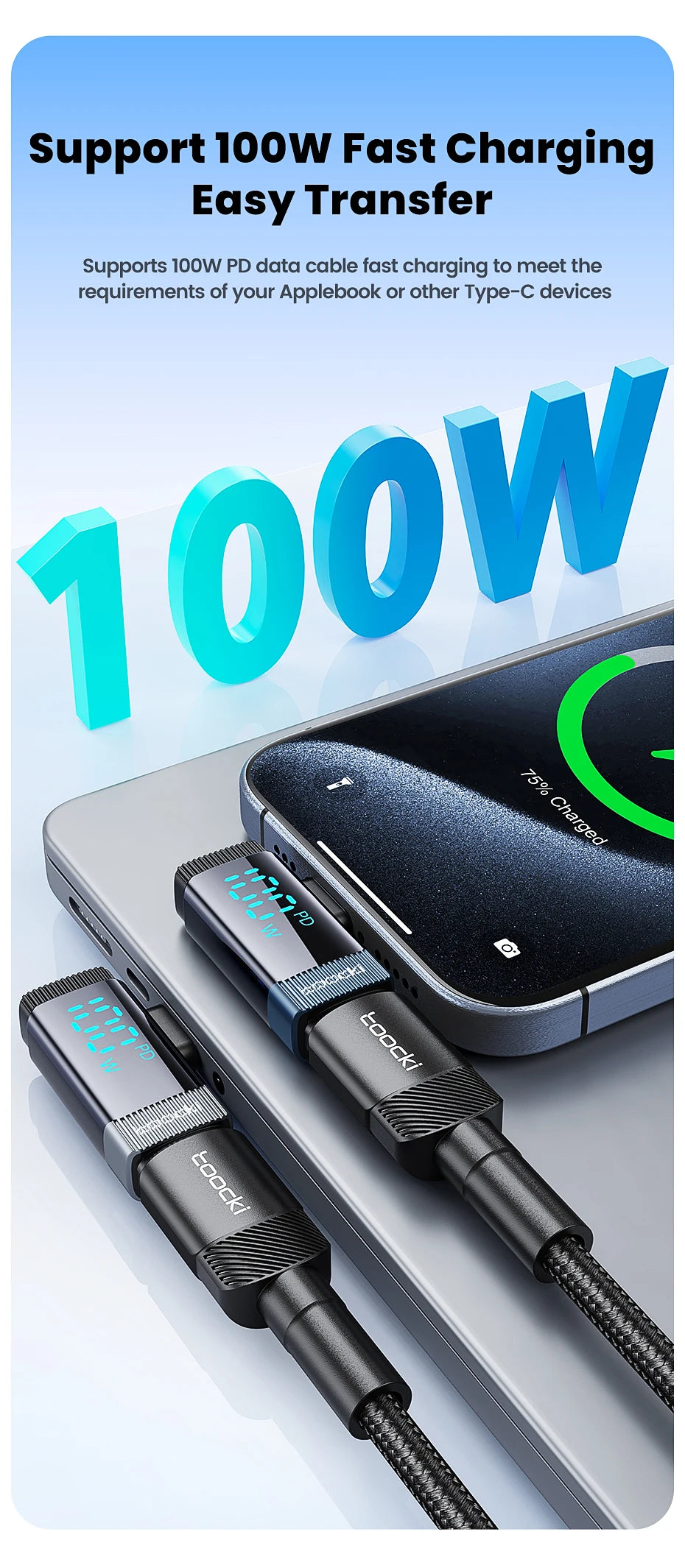 Toocki 90 Degree 100W Type C Adapter USB C Convertor OTG