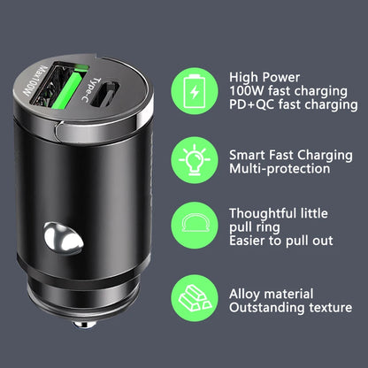 100W Mini USB Car Charger Fast Charging iPhone QC3.0 PD