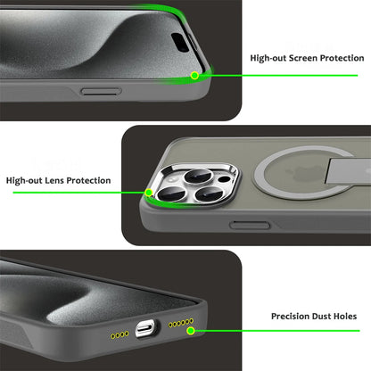 Luxury For Magsafe Folding Stand Magnetic Phone Case For iPhone 16 15 14 Plus 13 12 11 Pro Max Matte Translucent Back Cover Caps